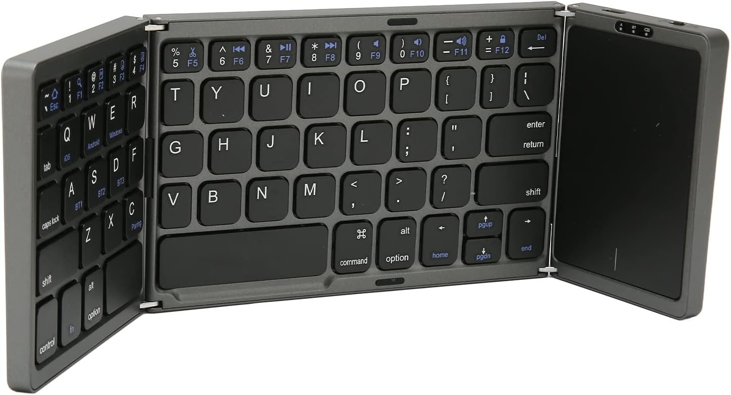 Bluetooth Wireless Rechargeble Folding Keyboard with Touch Pad 64 Keys USB C Charging - Image 6