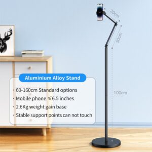 Universal 360° Cantilever Flexi Arm Floor Stand Steady Base (26cm, Weight 2.6Kg) for Phone up to 6.5 Inches