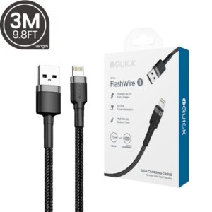 iQuick Braided Lightning to USB-A Fast Charging Cable 3.0M (Black)